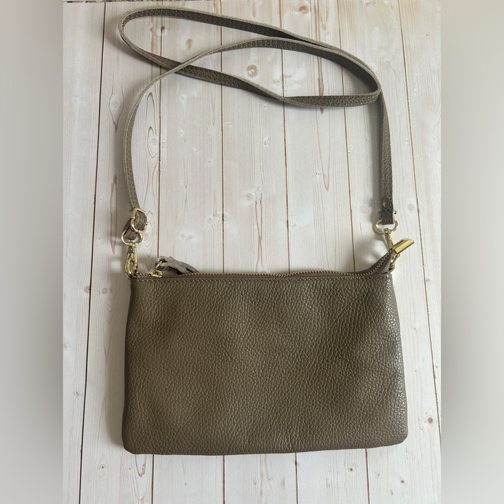 Vintage 80’s Inspired Leather Crossbody Taupe Borse in Pelle Handbag Minimalist